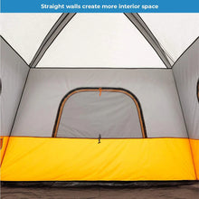 CORE 6 person straight wall cabin tent 10x9 grey and orange spacious family camping tent