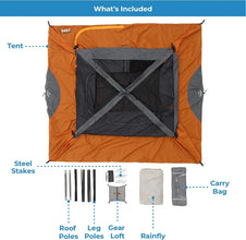 CORE 6 person straight wall cabin tent 10x9 grey and orange spacious family camping tent
