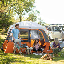 CORE 6 person straight wall cabin tent 10x9 grey and orange spacious family camping tent