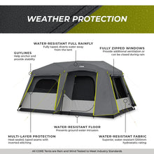 CORE 9 person instant cabin tent 14x9 feet with full rainfly