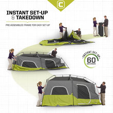 CORE 9 person instant cabin tent 14x9 grey and green spacious family camping tent