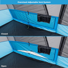 CORE 9 person lighted instant cabin tent 14x9 grey and blue with built in LED lights