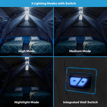 CORE 9 person lighted instant cabin tent 14x9 grey and blue with built in LED lights