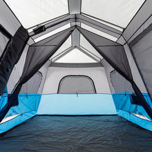 CORE 9 person lighted instant cabin tent 14x9 grey and blue with built in LED lights 