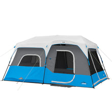CORE 9 person lighted instant cabin tent 14x9 grey and blue with built in LED lights 
