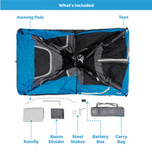 CORE 9 person lighted instant cabin tent 14x9 grey and blue with built in LED lights