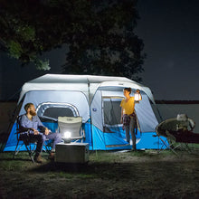 CORE 9 person lighted instant cabin tent 14x9 grey and blue with built in LED lights