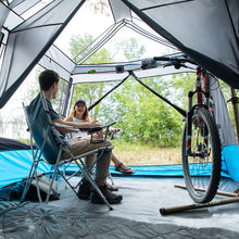 CORE 9 person lighted instant cabin tent 14x9 grey and blue with built in LED lights