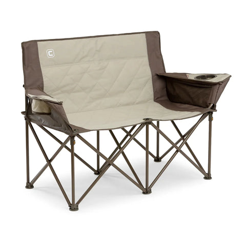 CORE Loveseat Double Outdoor Camp Padded Chair in Mocha Latte