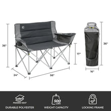 CORE Equipment loveseat double outdoor padded camp chair in blue and silver