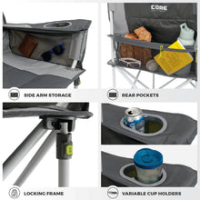 CORE Equipment loveseat double outdoor padded camp chair in blue and silver