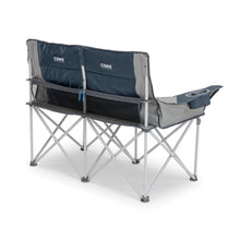 CORE Equipment loveseat double outdoor padded camp chair in blue and silver