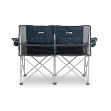 CORE Equipment loveseat double outdoor padded camp chair in blue and silver
