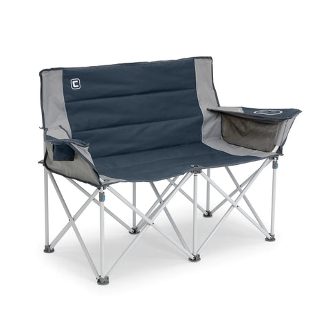 CORE Equipment loveseat double outdoor padded camp chair in blue and silver