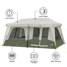 CORE 8 Person Performance Cabin Tent 13x9 Grey Green camping tent