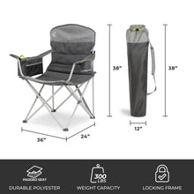CORE Quad Cooler padded folding camping chair with built-in insulated cooler and cushioned seat