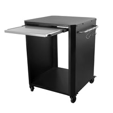 Cozze outdoor table with pull out shelf for BBQ prep and outdoor serving