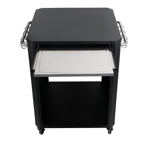Cozze outdoor table with pull out shelf for BBQ prep and outdoor serving
