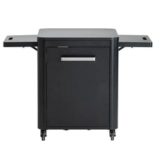 Cozze roller table with 1 door and foldable side tables for outdoor cooking and pizza oven use