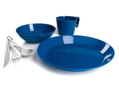 GSI Cascadian 1 person blue camping table set lightweight outdoor dinnerware