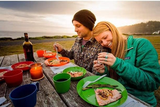 GSI Cascadian 1-person lightweight outdoor camping dinnerware table set in orange