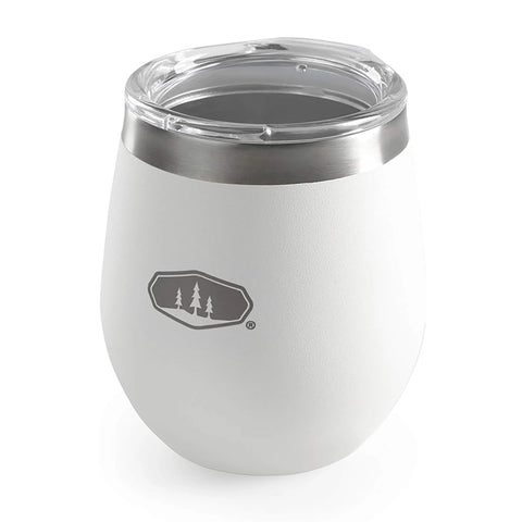 GSI Glacier stainless glass white insulated outdoor drinking cup for camping and travel