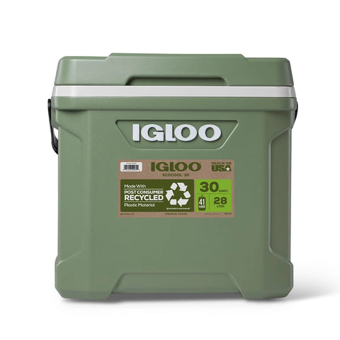 IGLOO Ecocool Latitude 30 Qt cooler box in vintage green eco friendly and durable