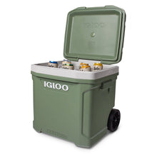 IGLOO Ecocool Latitude 60 Qt roller cooler in vintage green outdoor ice chest