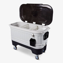 Igloo Party Bar 125 Qt outdoor beverage cooler in gray with large capacity and wheels