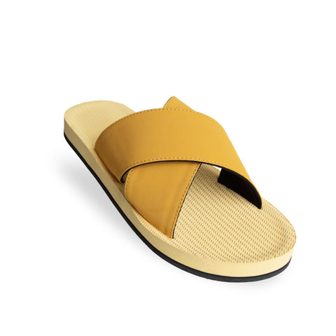 Indosole Essentials Cross Women Honey Mustard eco-friendly sandals for women