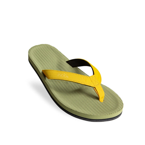 Indosole Essentials men’s flip flops Olive Honey sustainable recycled tire sandals