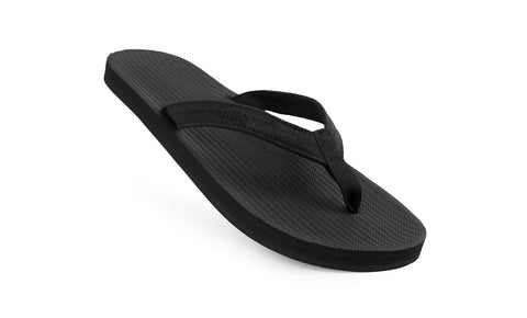 Indosole Men’s Black Ketapang flip flops made with recycled fabric and eco-friendly materials in black color