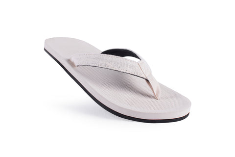 Indosole Men’s Flip Flops with recycled fabric straps and natural eco-friendly sole in Sea Salt color
