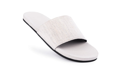 Indosole Men’s Pable Slides in Sea Salt with recycled fabric and natural sea salt sole eco-friendly sandals