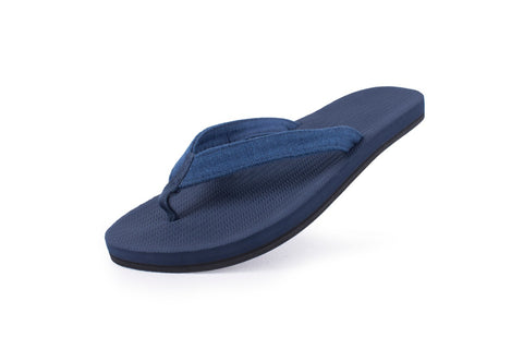 Indosole Men’s Flip Flops in Shore Indigo with recycled fabric and eco-friendly indigo sole design