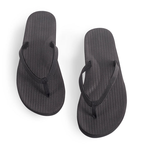 Indosole women black flip flops eco friendly recycled tire sandals durable comfortable footwear