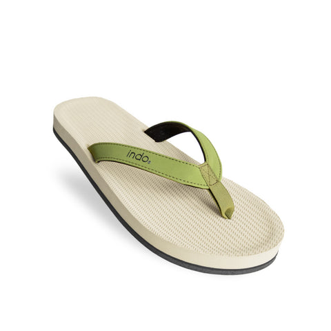 Indosole Women’s Essentials Flip Flops Sea Salt Olive eco-friendly recycled tire sandals