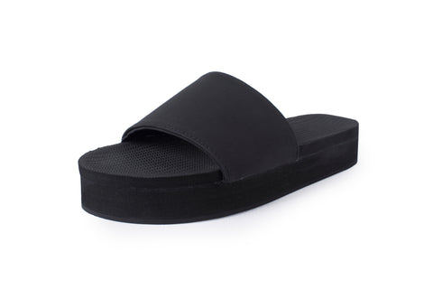 Indosole Women’s Essentials Platform Slides in Black eco-friendly sustainable footwear 