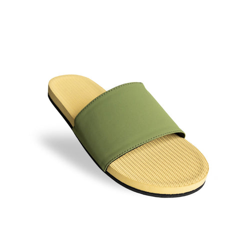 Indosole Essentials Women’s Honey Olive Slides eco-friendly comfortable sandals for casual daily wear