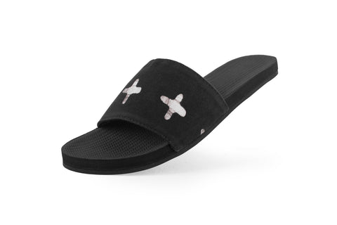 Indosole Women’s Pable Slides Black Ketapang eco-friendly recycled fabric sandals