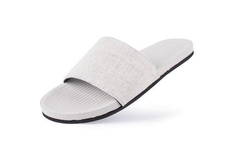 Indosole Women’s Pable Slides in Sea Salt made with recycled fabric eco-friendly materials