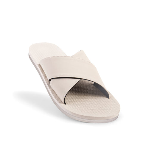 Indosole Women’s Sneaker Sole Cross Sandals in Sea Salt eco-friendly casual footwear