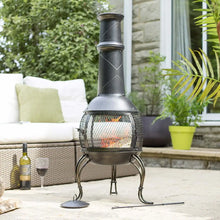 La Hacienda Leon large mesh steel chimenea outdoor garden fire pit heater