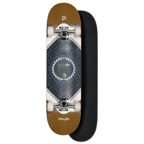 Playlife Heavy Metal Gold street skateboard with premium deck and precision wheels
