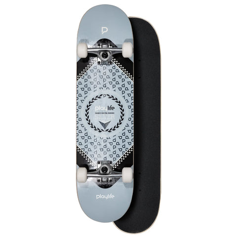Playlife Heavy Metal Silver Skateboard durable pro deck for street and park skating performance