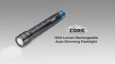 CORE EQUIPMENT 1500 Lumen Rechargeable Flashlight with Auto-Brightness Control