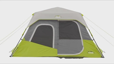 CORE Equipment 6-Person Instant Cabin Tent – 11' x 9' Grey & Green Family Camping Tent
