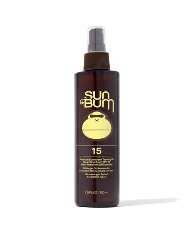 Sun Bum Premium Browning Oil SPF 15 bottle for natural deep tanning