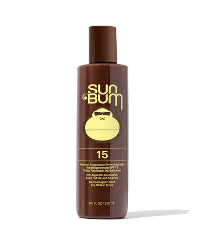 Sun Bum SPF 15 browning lotion 8.5 oz moisturizing tanning sunscreen bottle for natural tan and UV protection
