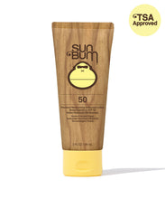 Sun Bum Original Sunscreen Lotion SPF 50 providing broad spectrum UVA and UVB protection in a 3 oz travel size bottle